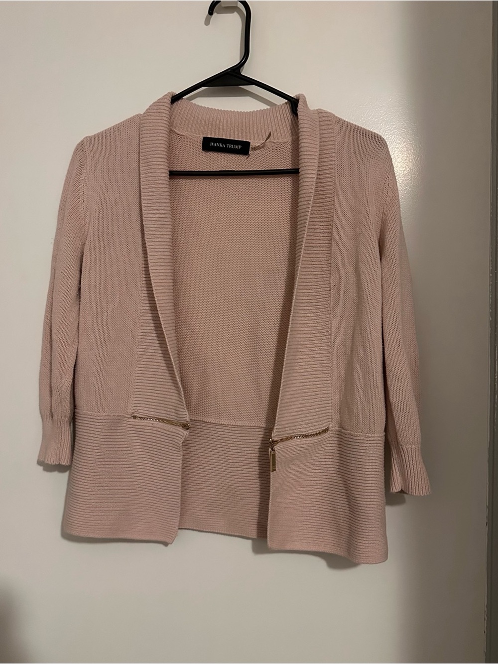 Ivanka Trump Blush Pink Open-Front Knit Cardigan